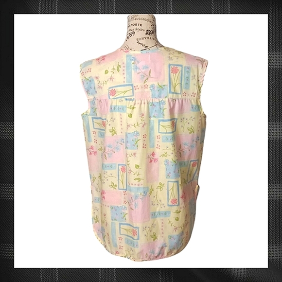 Vintage Moon Dance Sleeveless Button Down Pastel Top Size Lg - Picture 5 of 7